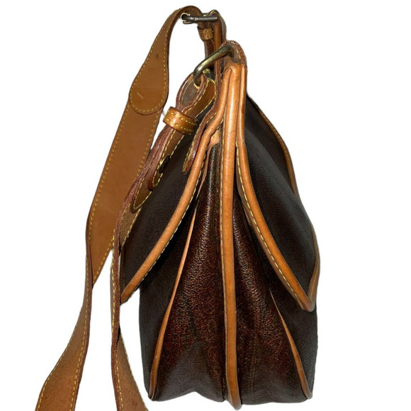 ETRO Vintage Brown Paisley Canvas Crossbody Bag with Leather Trim - Picture 14 of 16